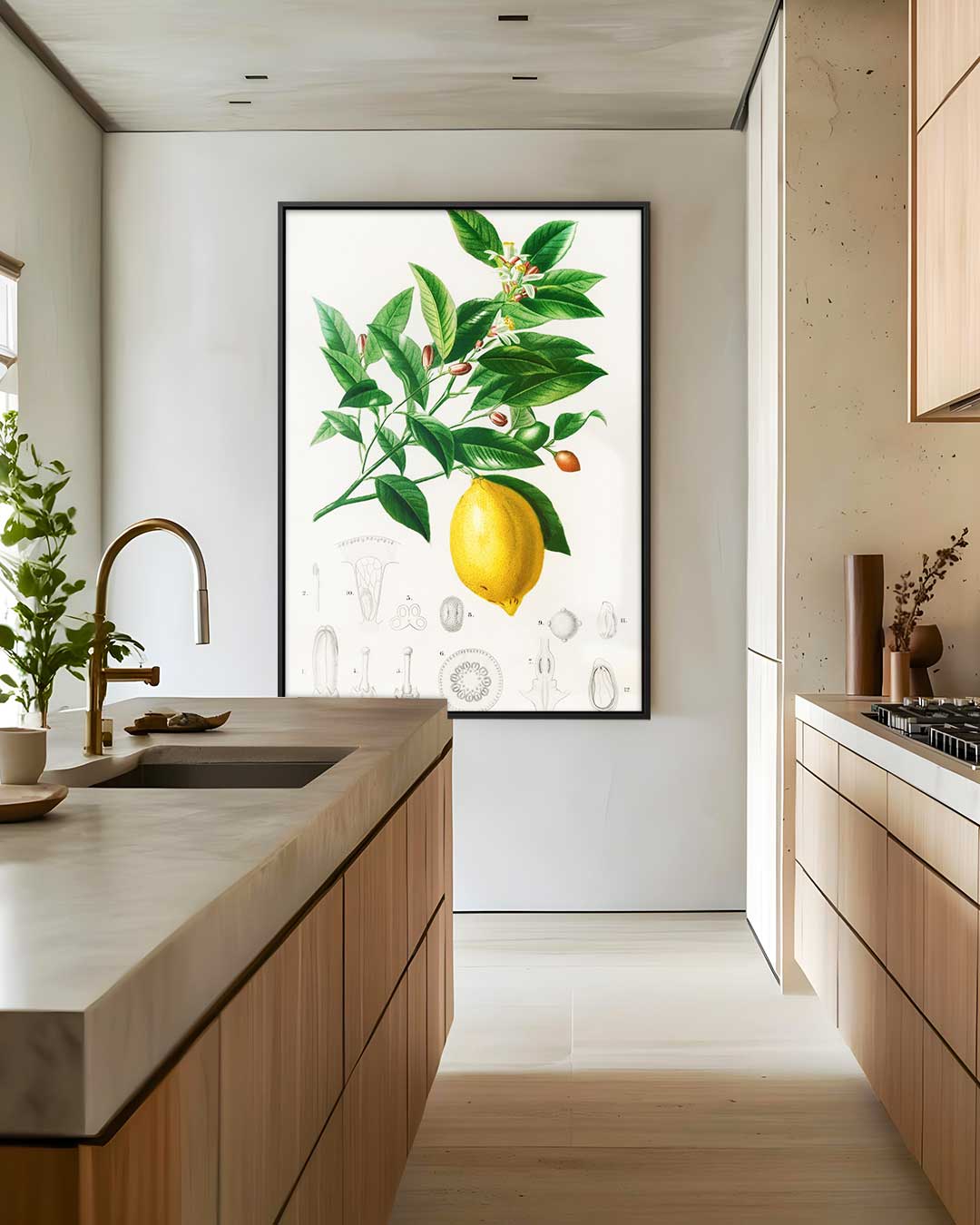 Botanische Illustratie van Citroenplant Kunstwerk-canvas-dibond-plexiglas-wanddecoratie-WallArtistic