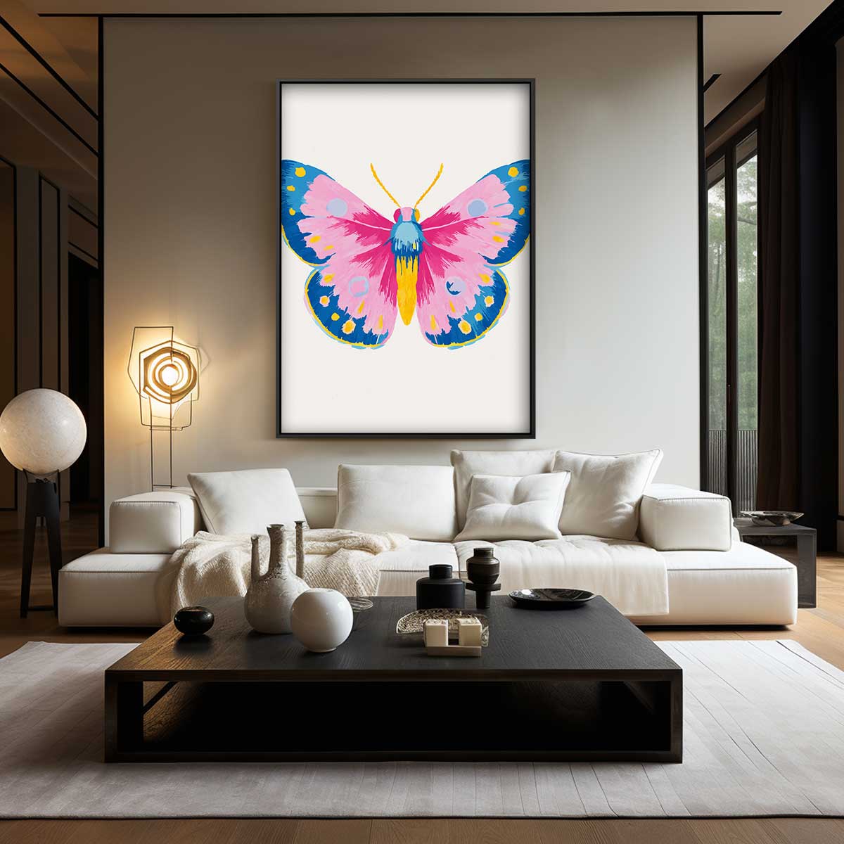 Kleurrijke Vlinderexpressie Kunstwerk-canvas-dibond-plexiglas-wanddecoratie-WallArtistic