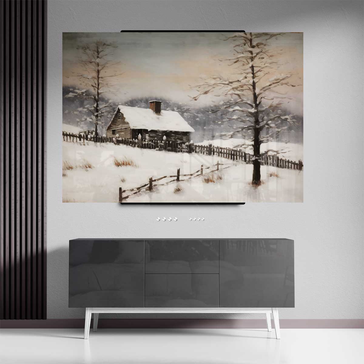 Winterhut in de Sneeuw Kunstwerk-canvas-dibond-plexiglas-wanddecoratie-WallArtistic