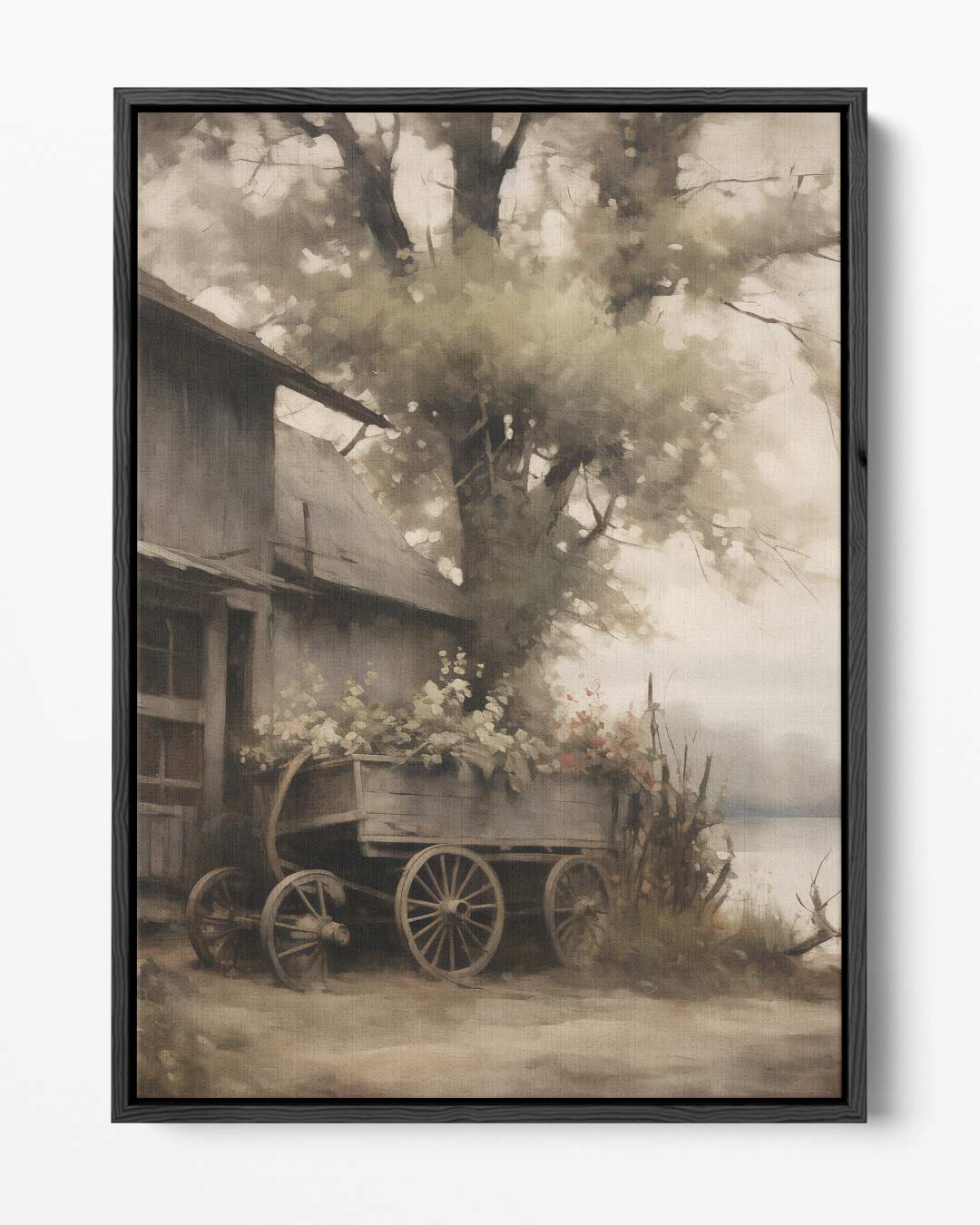 De Rustieke Bloemenkar Kunstwerk-canvas-dibond-plexiglas-wanddecoratie-WallArtistic