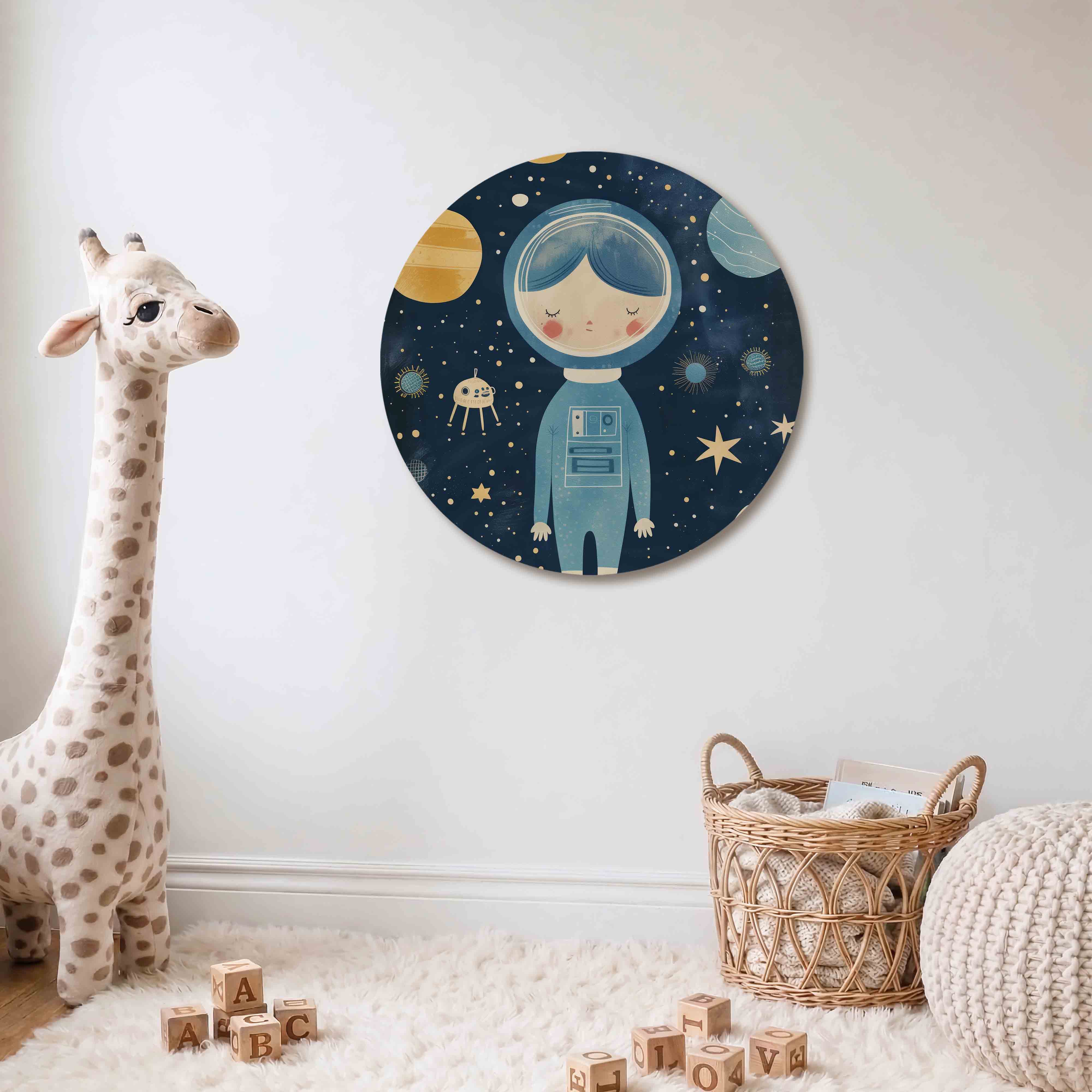 Astronaut en planeten Muurcirkel