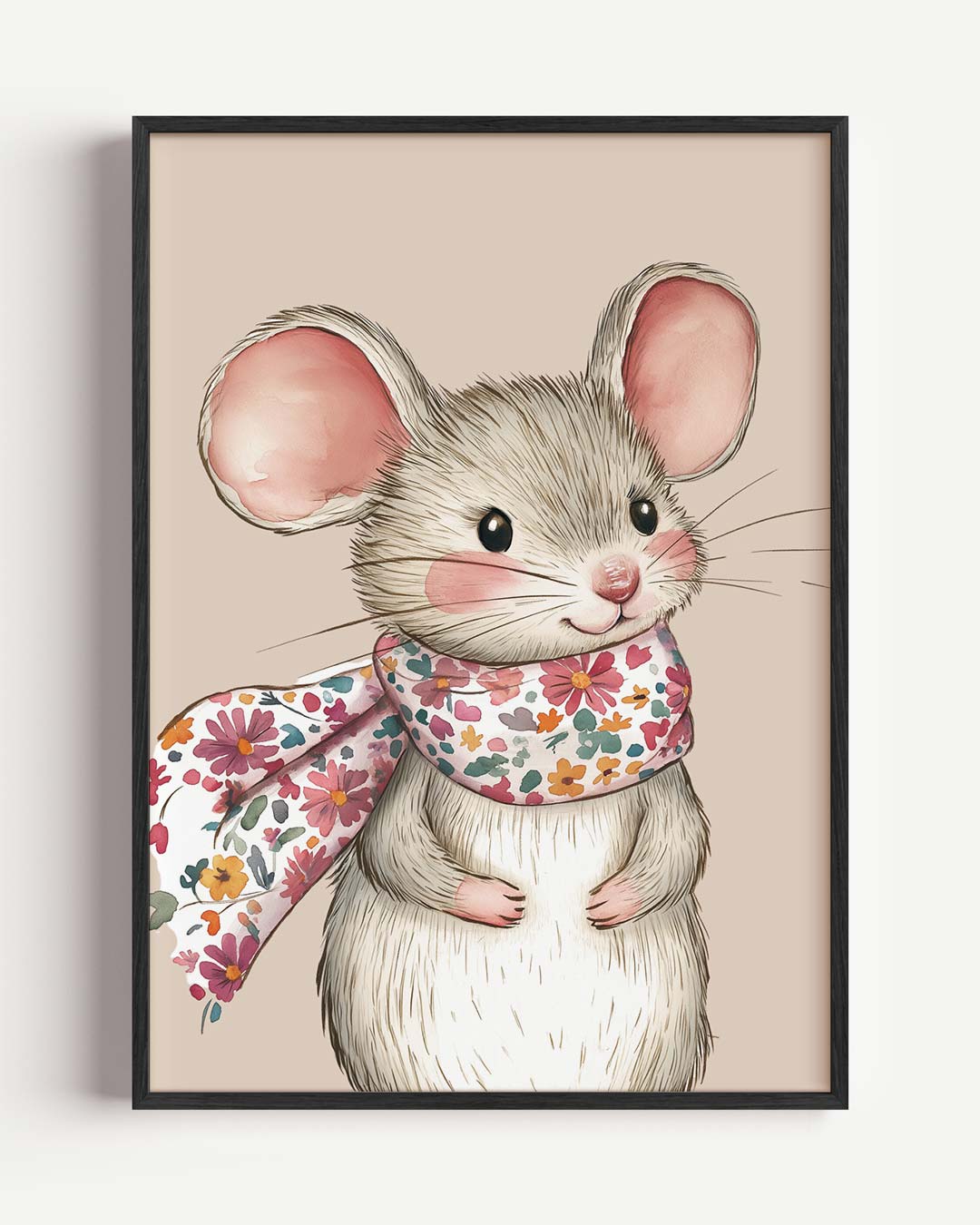Schattige Muis Met Bloemensjaal Poster