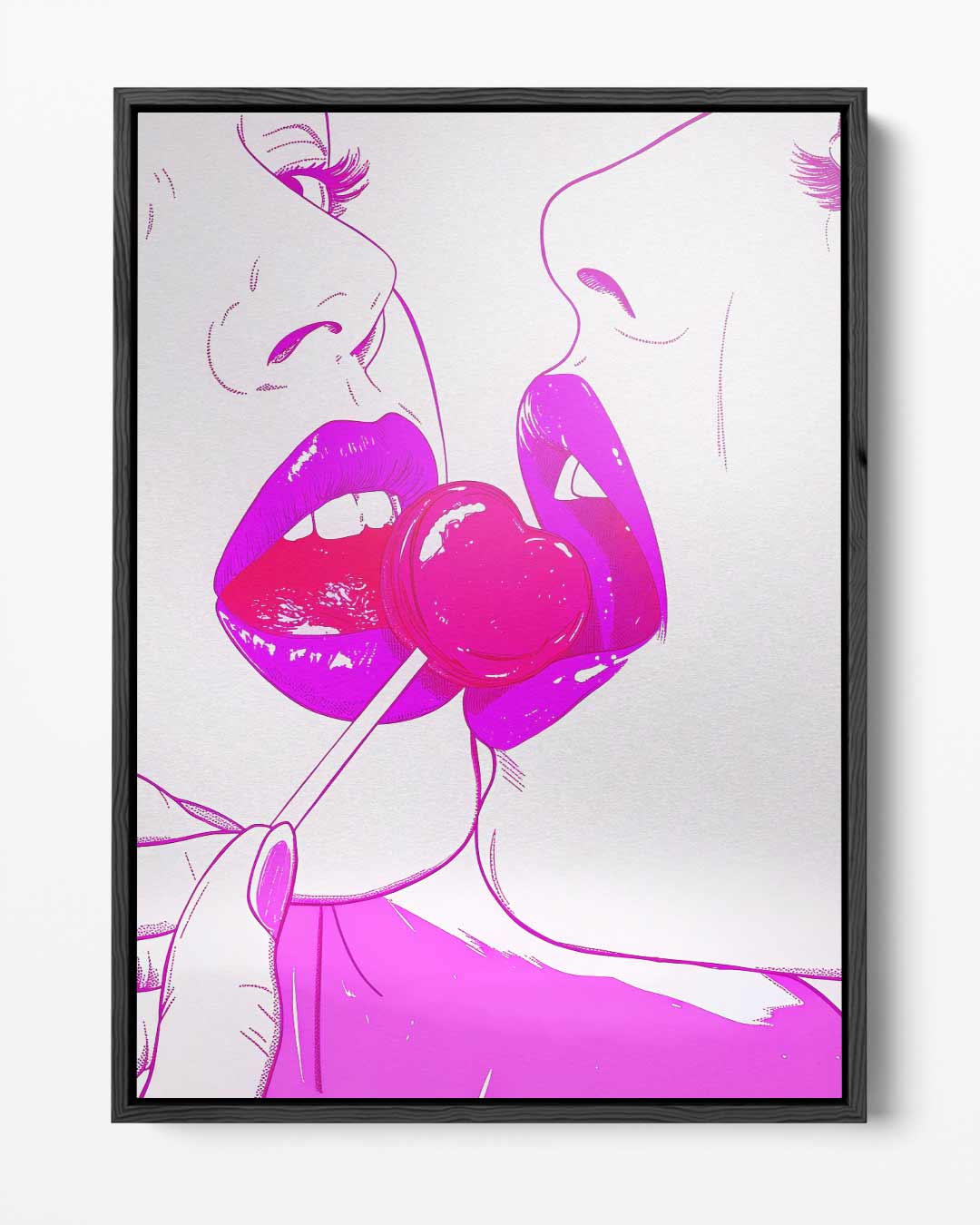 Pop Art Kissing Lollipop Kunstwerk-canvas-dibond-plexiglas-wanddecoratie-WallArtistic