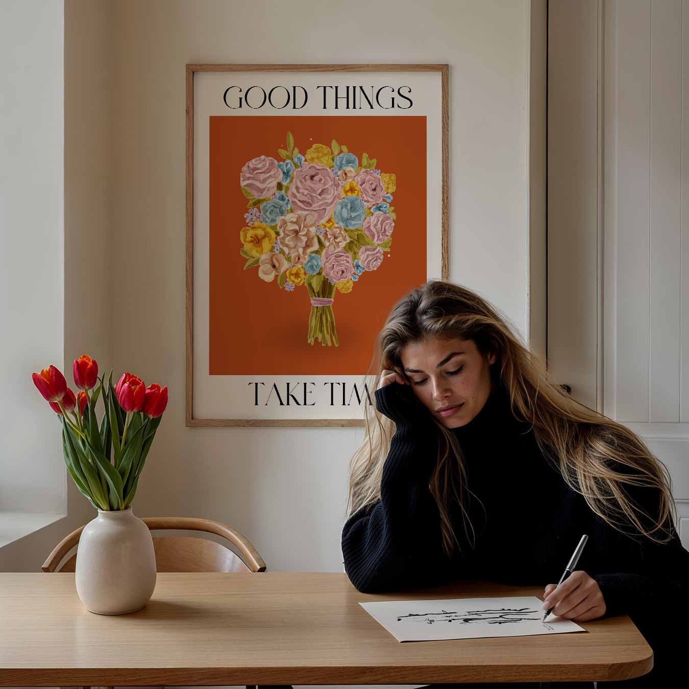 Bloemenpracht Poster met Inspirerende Tekst Poster