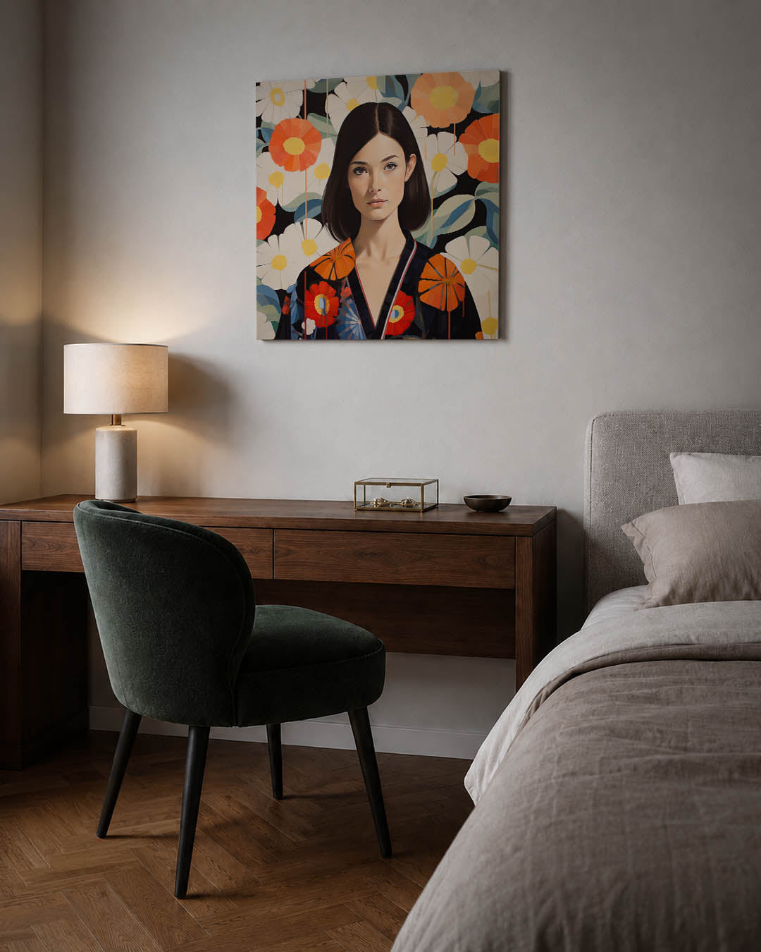 Bloemenportret met patronen Kunstwerk