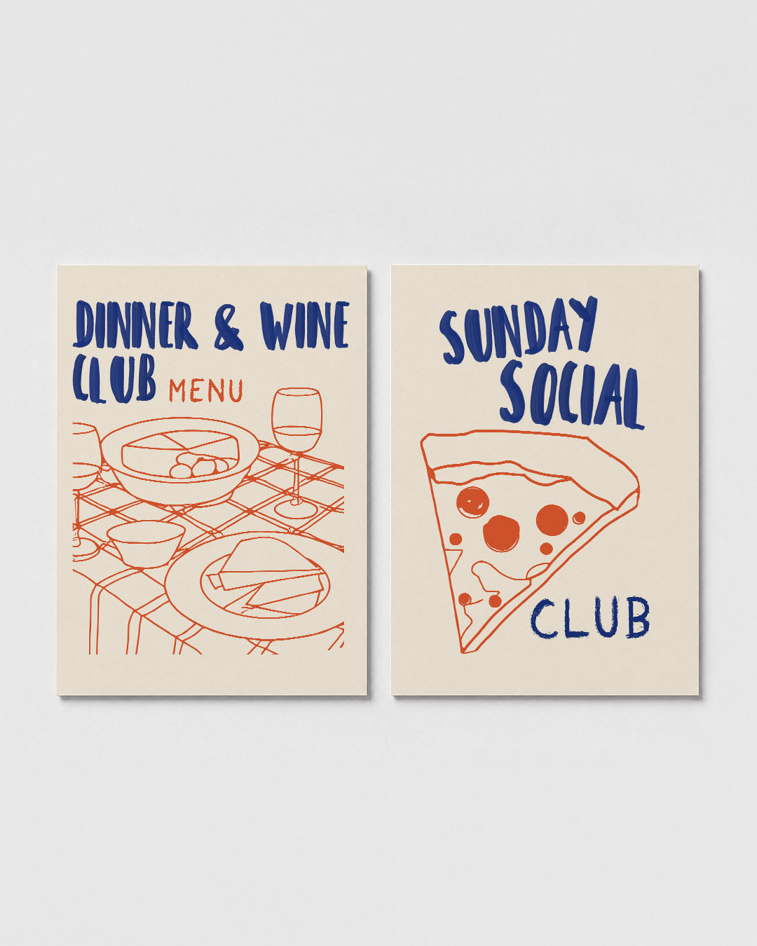 Eettafel illustratie Posterset