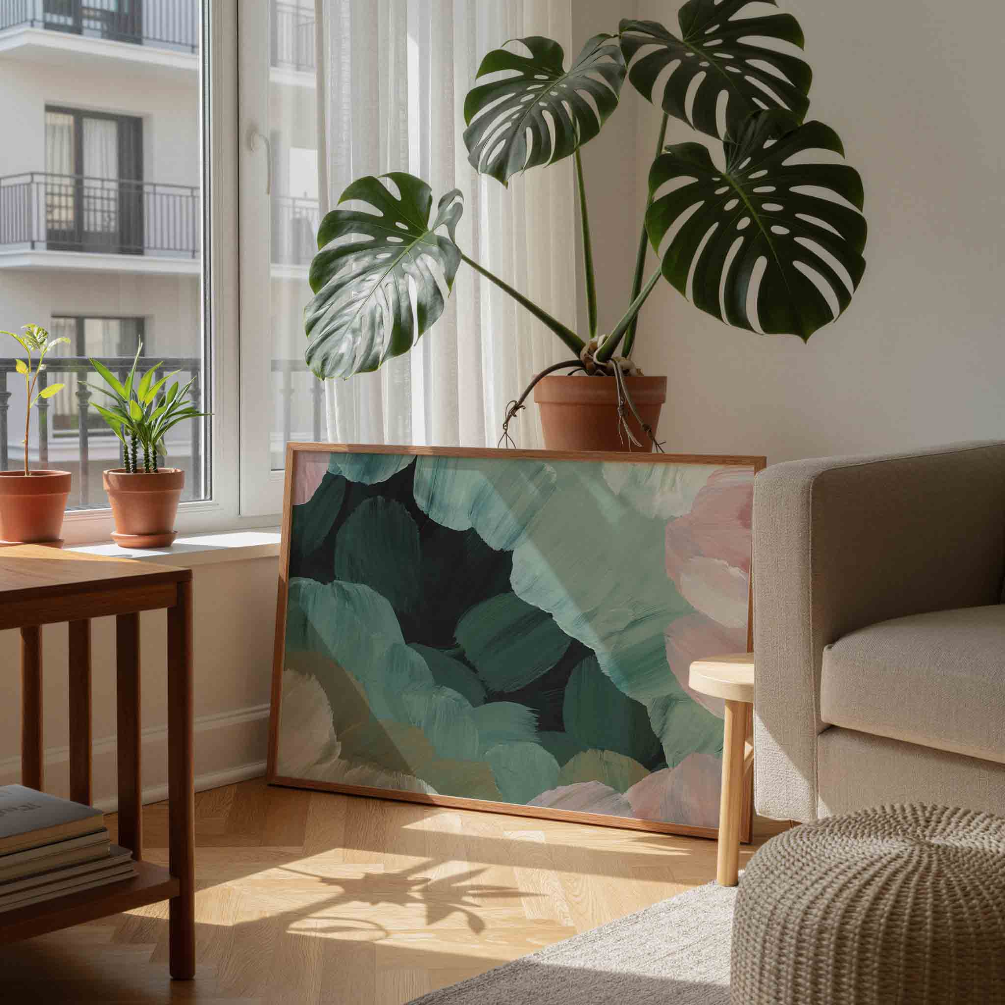 Abstracte groene bladeren Poster