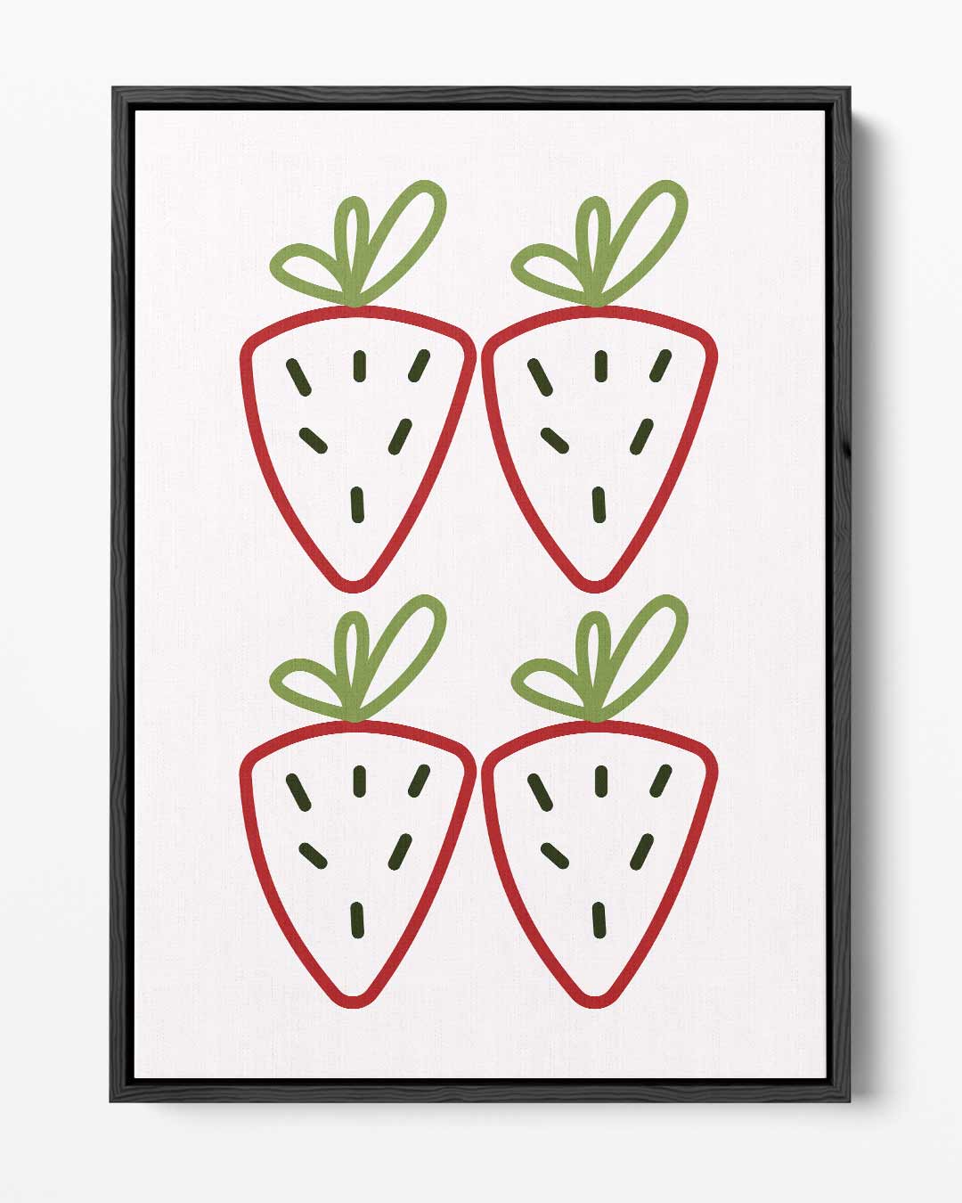 Speelse Aardbeien Quartet Kunstwerk-canvas-dibond-plexiglas-wanddecoratie-WallArtistic