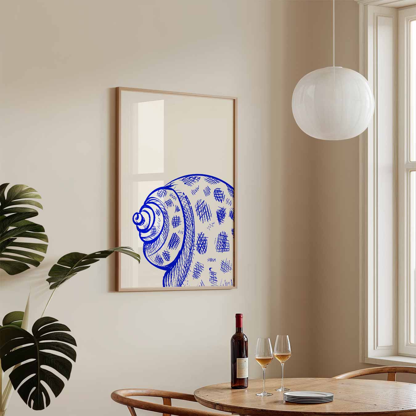 Artistieke Blauwe Schelp Poster