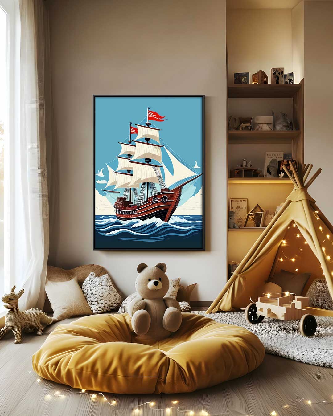 Avontuurlijk Zeilschip op Zee Kunstwerk-canvas-dibond-plexiglas-wanddecoratie-WallArtistic