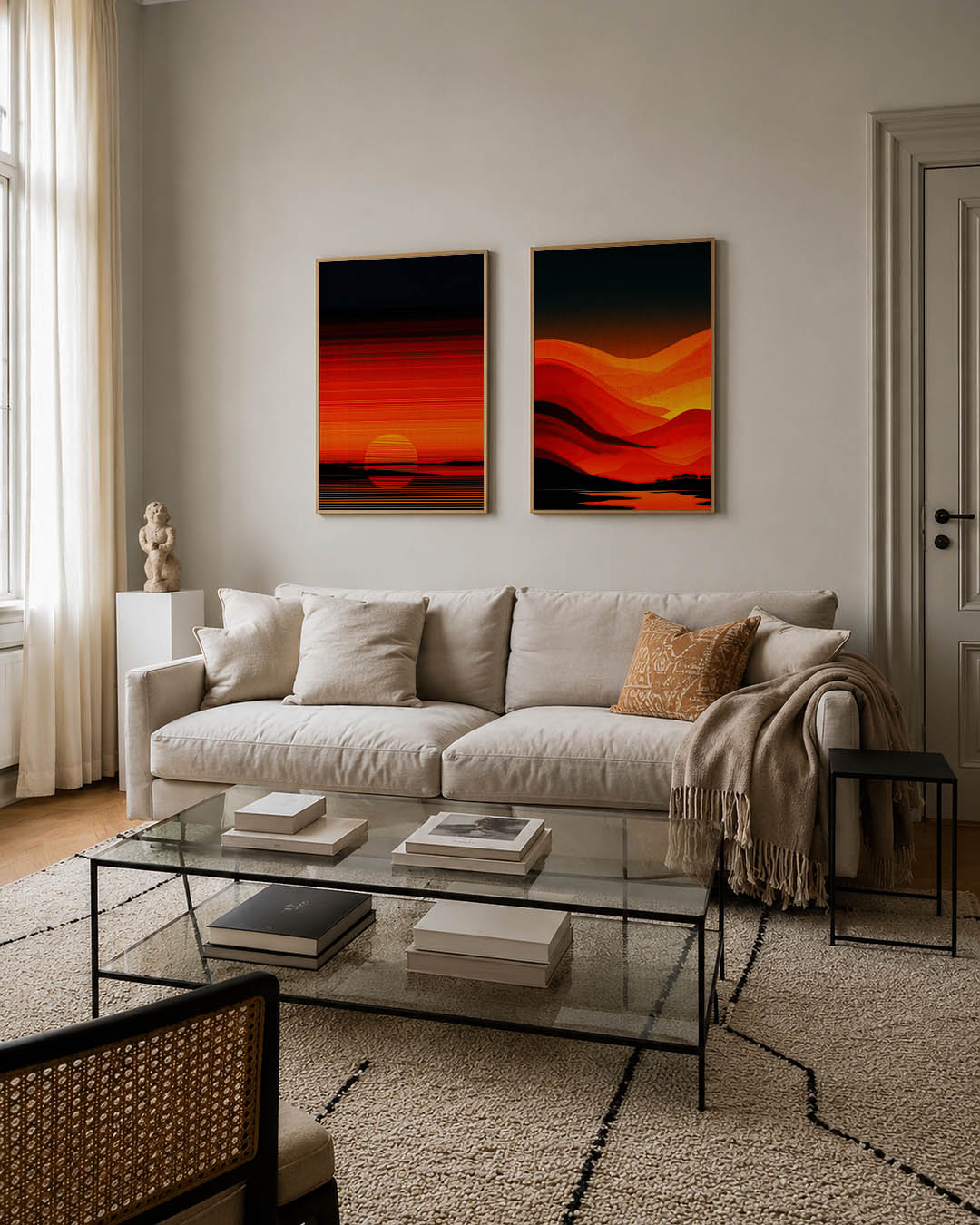 Zonsondergang lijnen Posterset