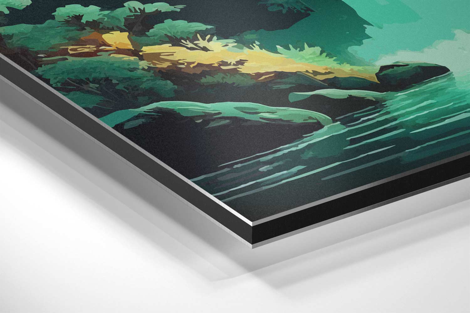 Waterval in een Tropisch Paradijs Kunstwerk-canvas-dibond-plexiglas-wanddecoratie-WallArtistic