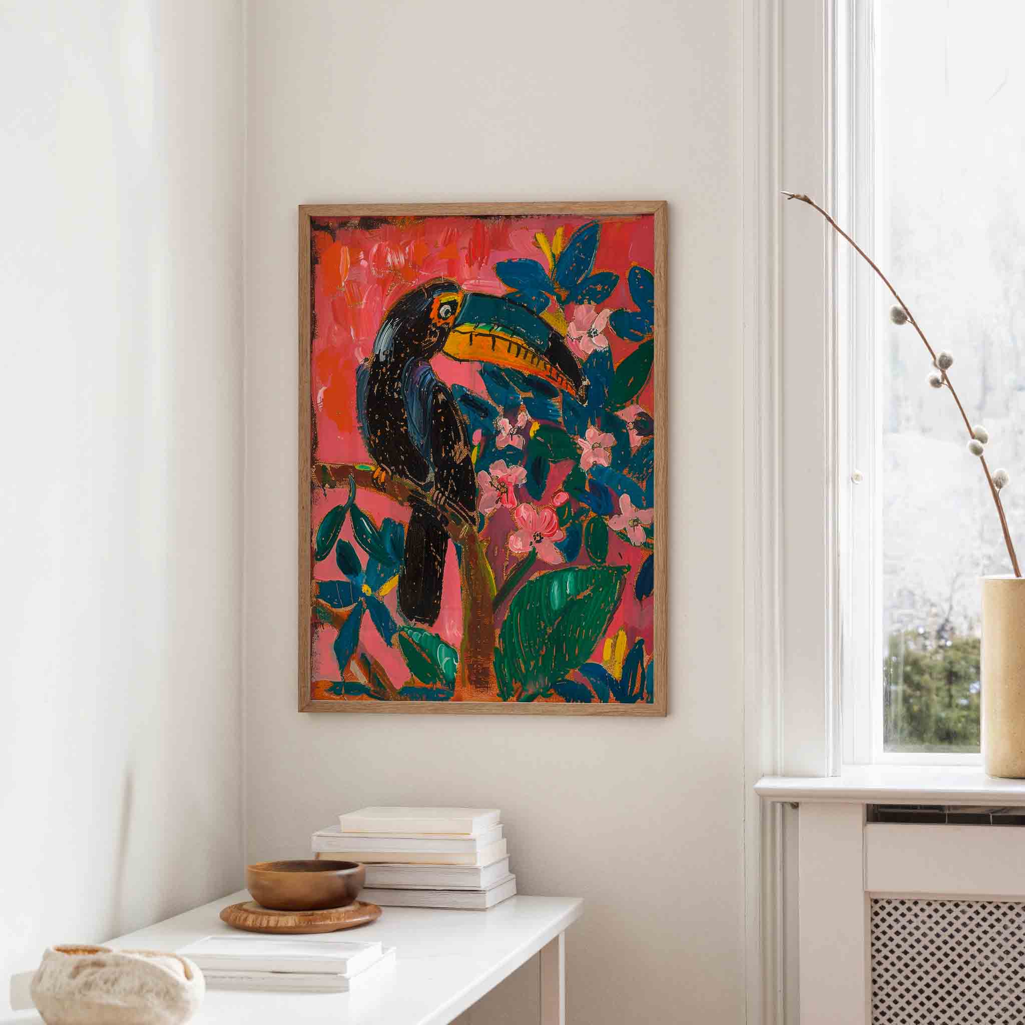 Toekan en bloemen Poster
