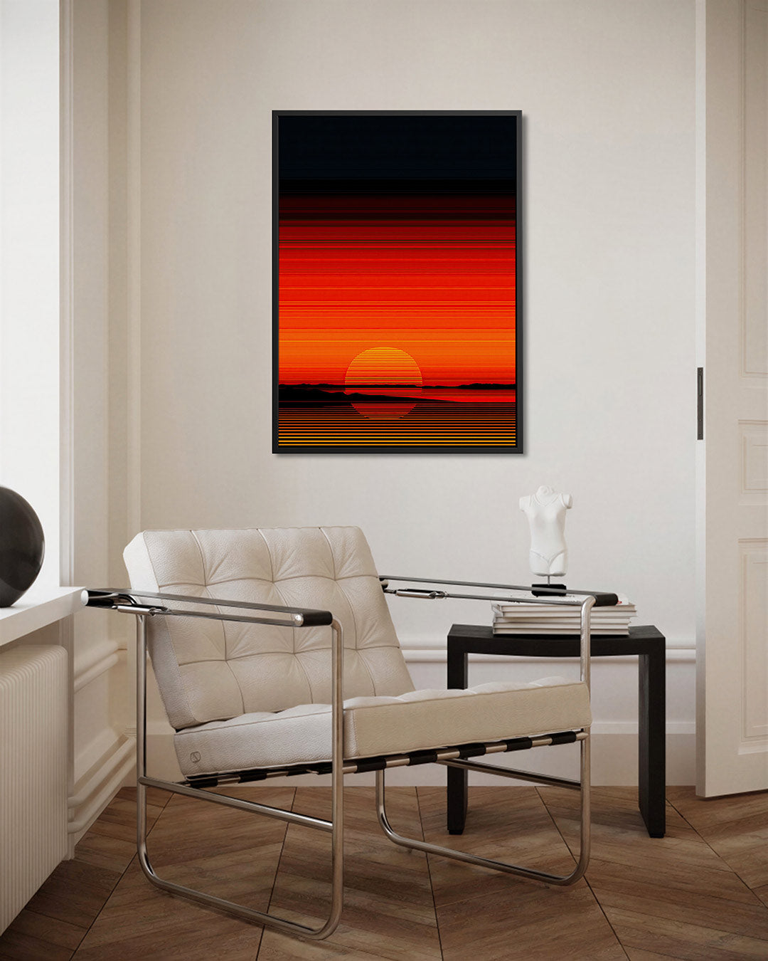 Horizontale zonsondergang Kunstwerk