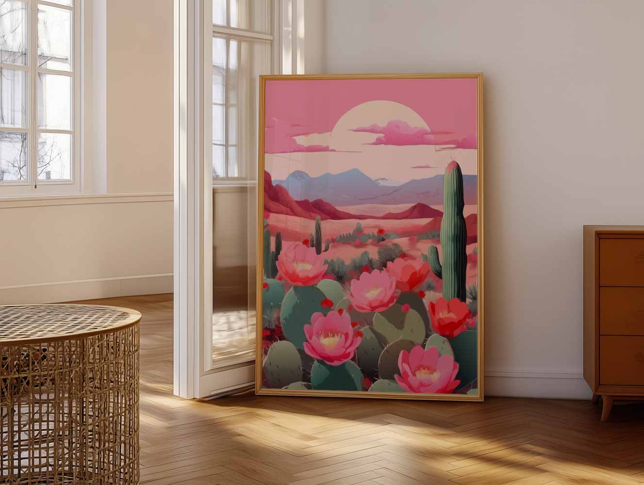 Woestijnbloemen bij Zonsondergang Poster