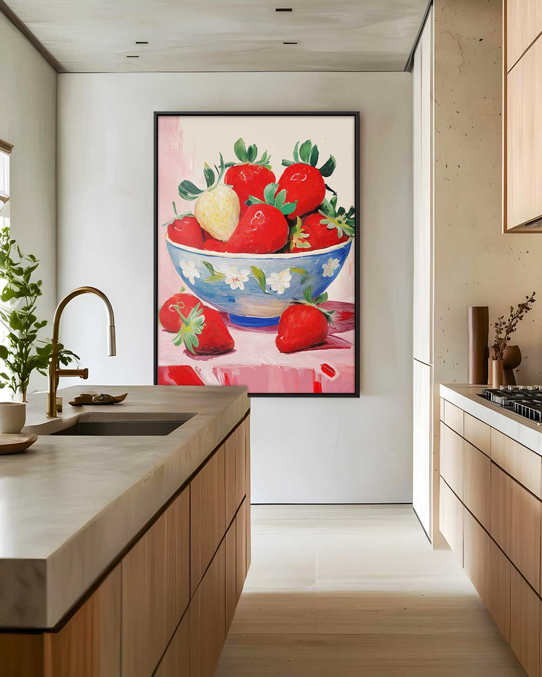 Schaal Met Aardbeien Kunstwerk-canvas-dibond-plexiglas-wanddecoratie-WallArtistic