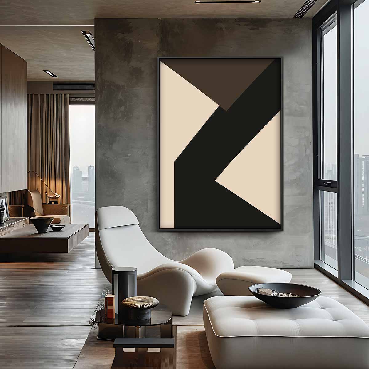 Dynamisch Abstract Contrast Kunstwerk-canvas-dibond-plexiglas-wanddecoratie-WallArtistic