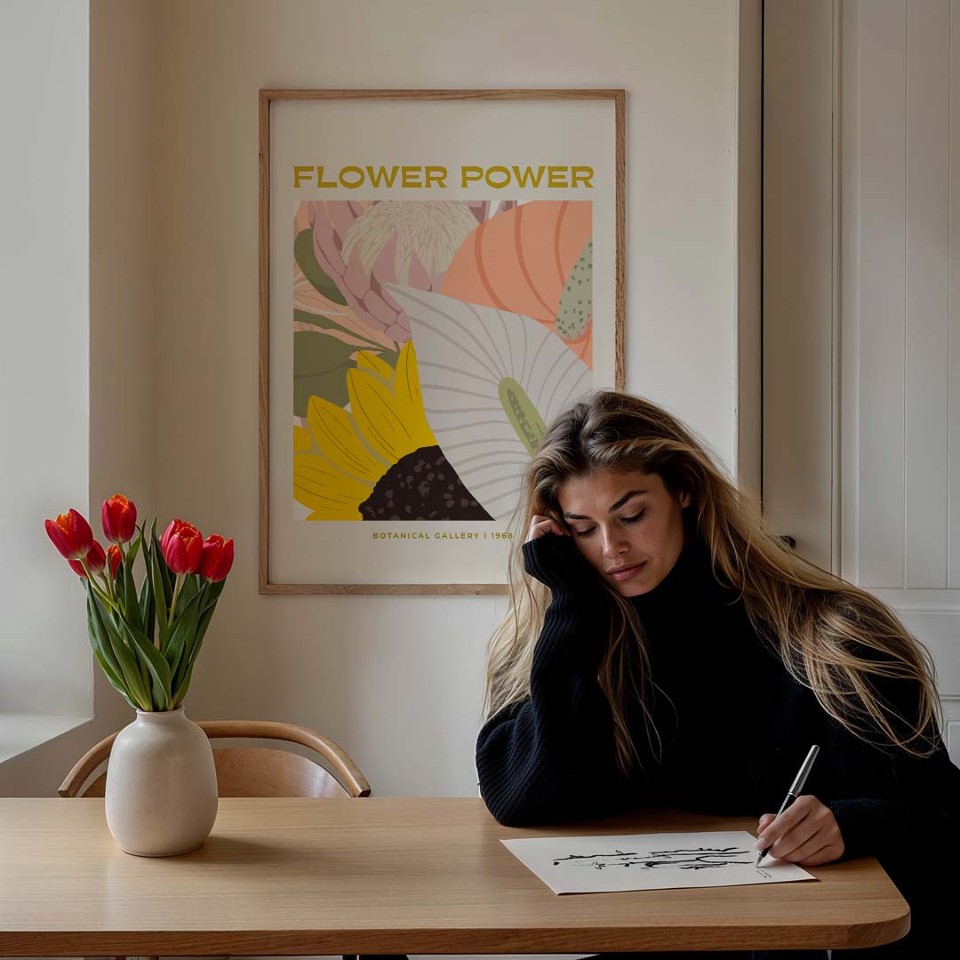 Vrolijke Botanische Bloemenposter-WallArtistic