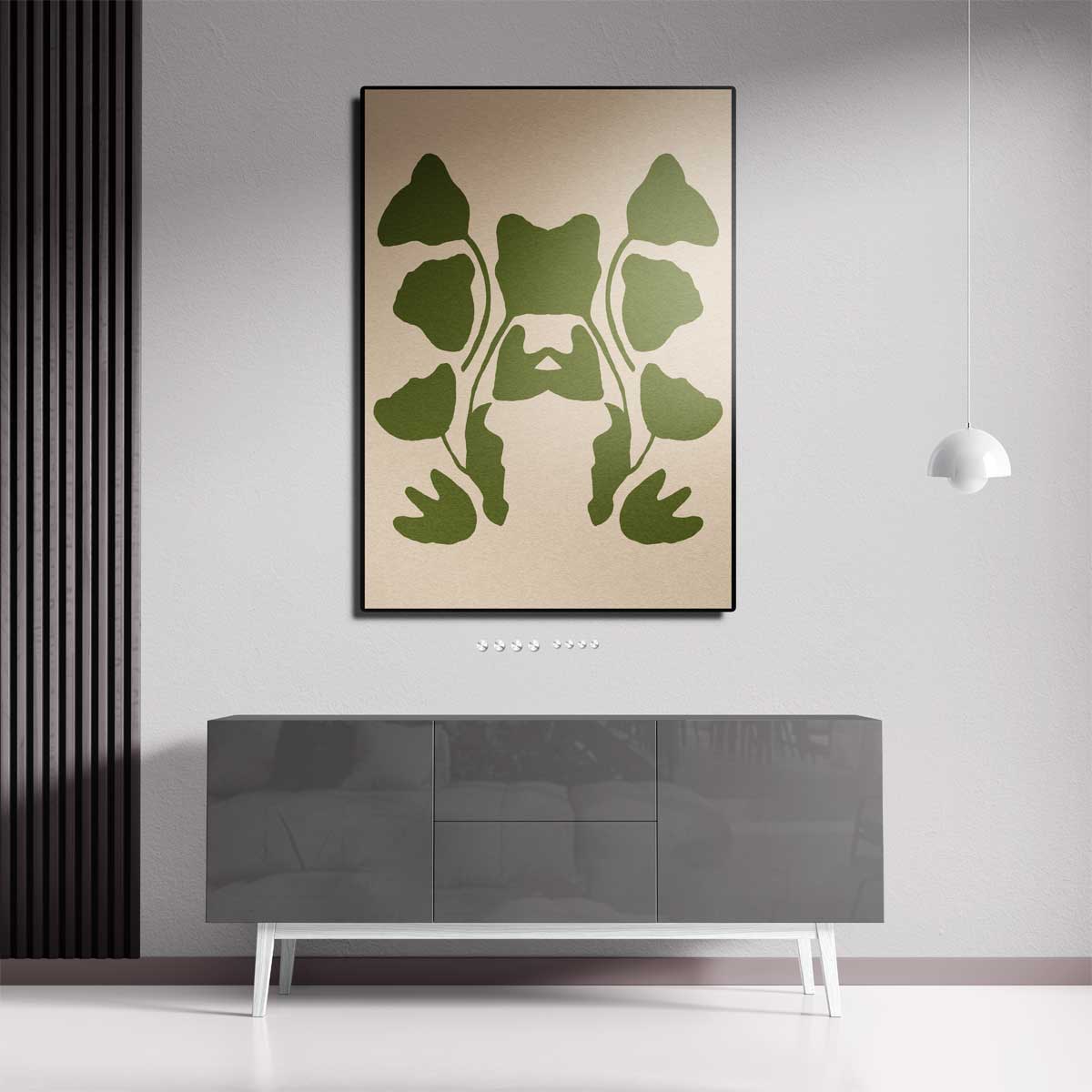 Speelse Symmetrie in Groen Kunstwerk-canvas-dibond-plexiglas-wanddecoratie-WallArtistic