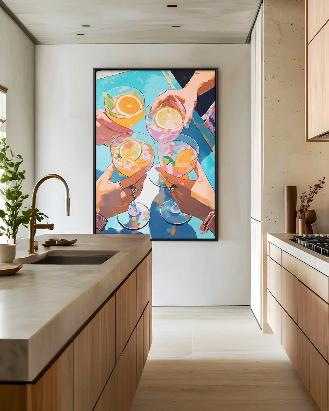 Vrolijke Toast Illustratie Kunstwerk-canvas-dibond-plexiglas-wanddecoratie-WallArtistic
