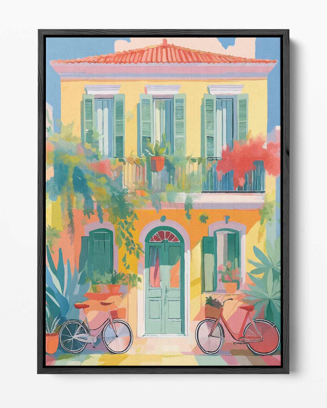 Zonnige Mediterrane Gevel Kunstwerk-canvas-dibond-plexiglas-wanddecoratie-WallArtistic