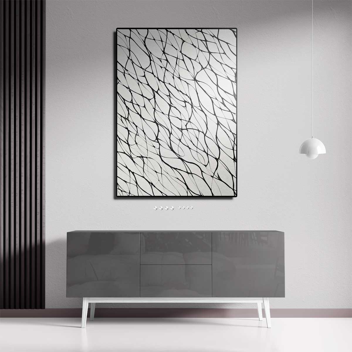 Web van Zwarte Lijnen Kunstwerk-canvas-dibond-plexiglas-wanddecoratie-WallArtistic
