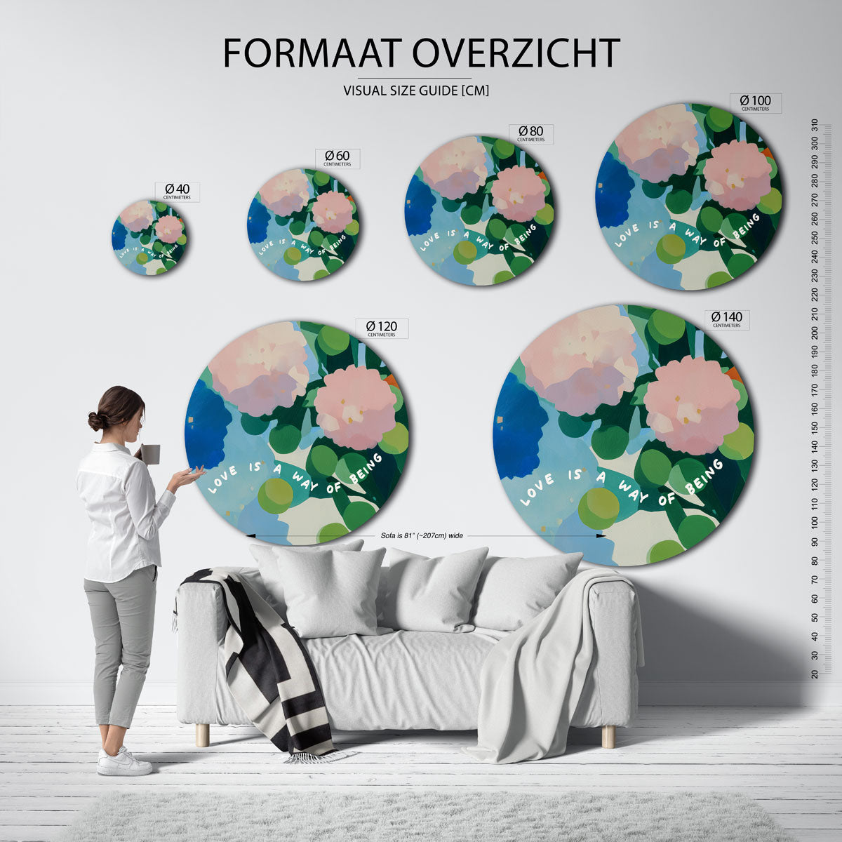 Bloemen en tekst Muurcirkel