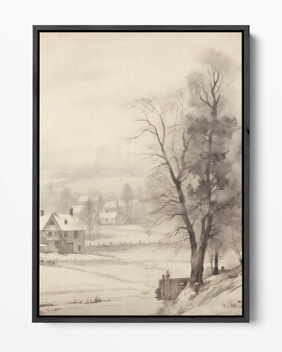 Winterse Rustieke Idylle Kunstwerk-canvas-dibond-plexiglas-wanddecoratie-WallArtistic