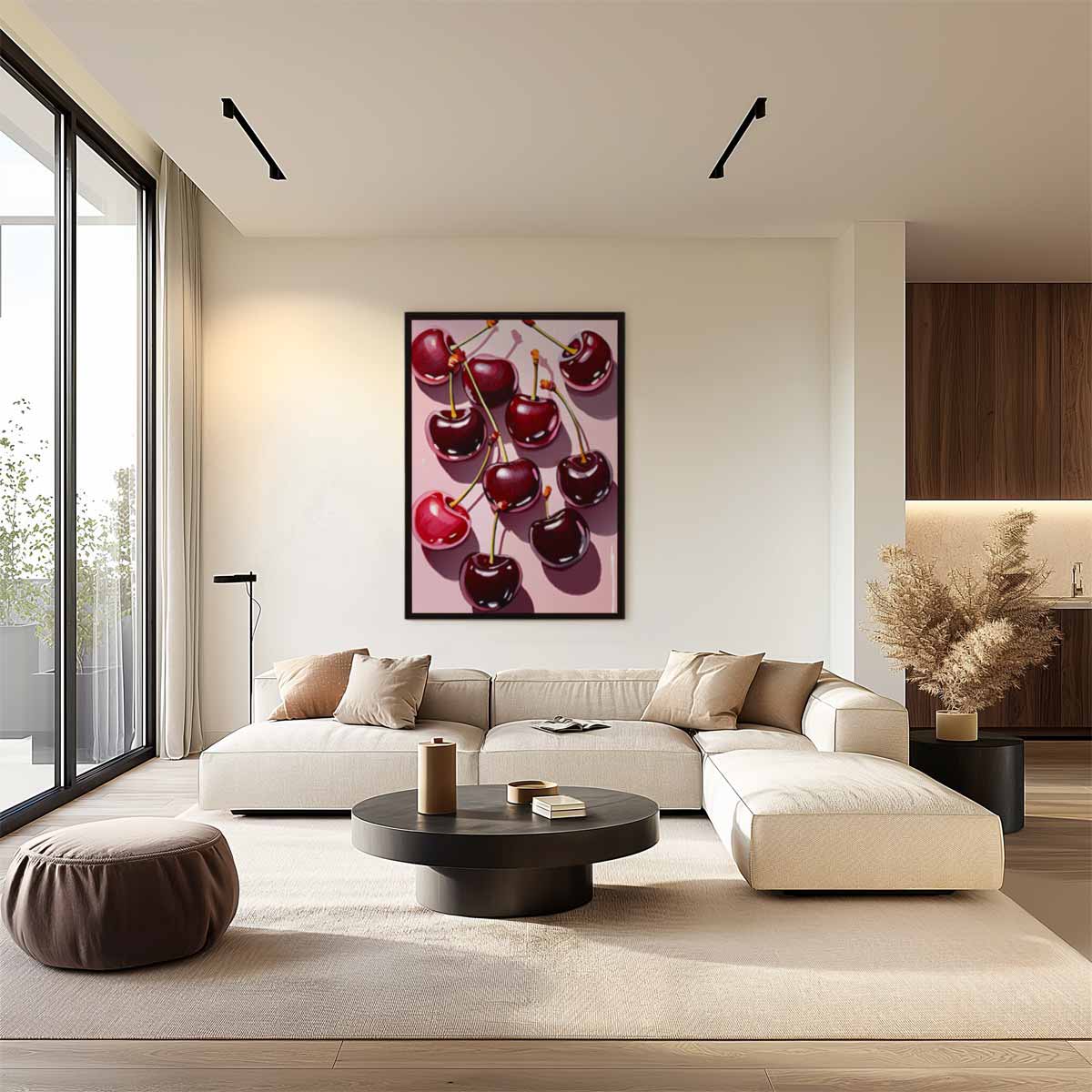 Kersenfeest op Roze Canvas Kunstwerk-canvas-dibond-plexiglas-wanddecoratie-WallArtistic