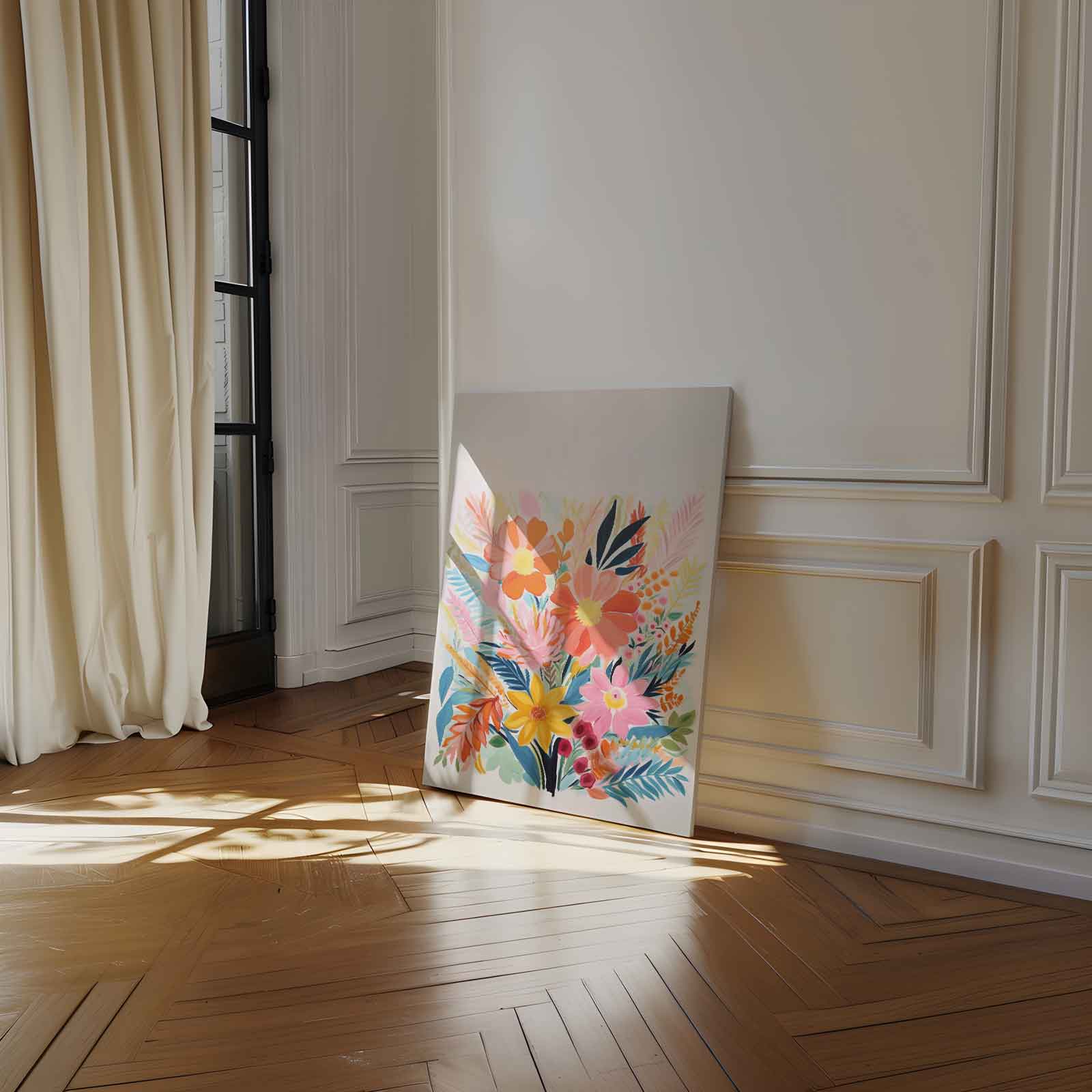 Kleurrijke Bloemenpracht Kunstwerk-canvas-dibond-plexiglas-wanddecoratie-WallArtistic