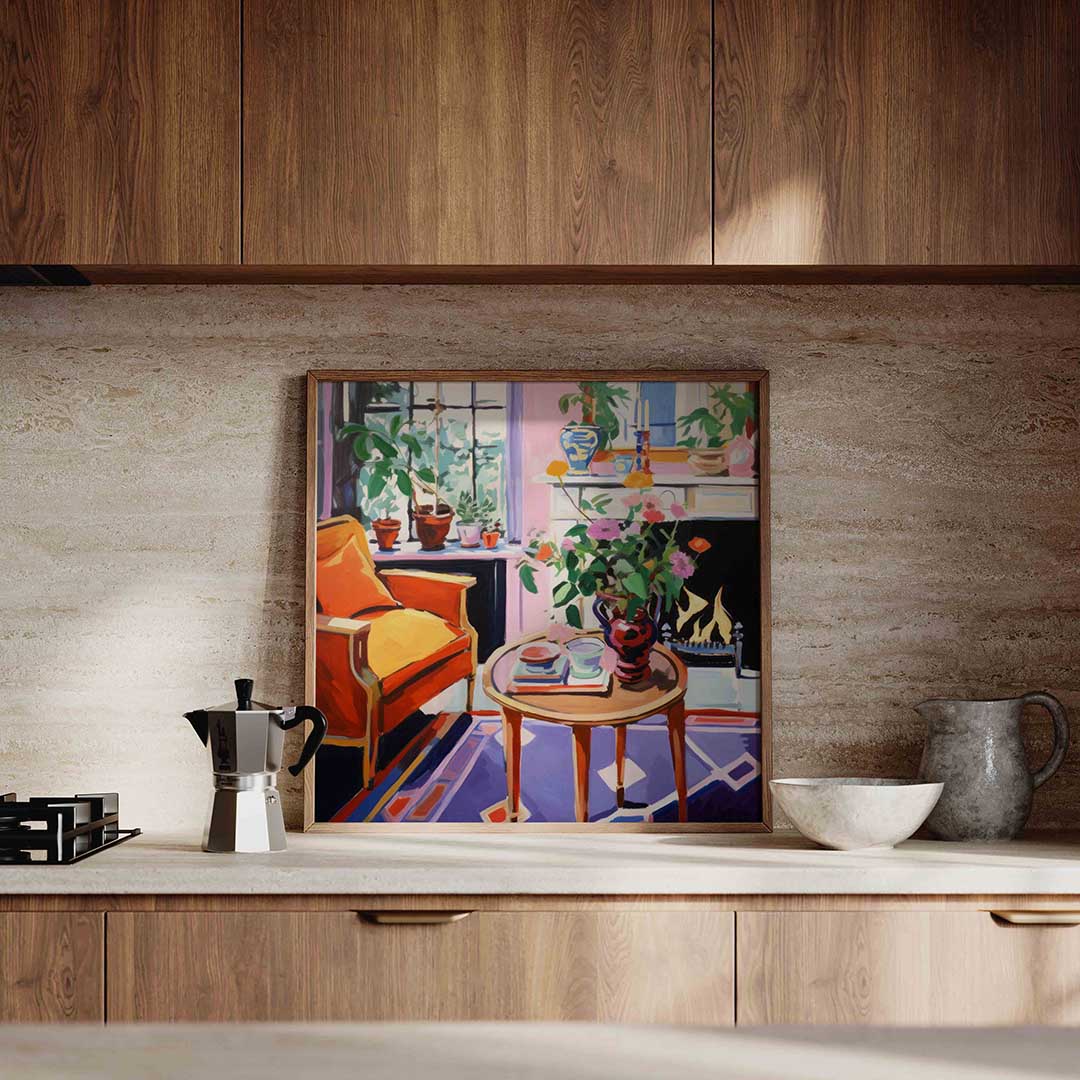 Interieur met bloemen Poster