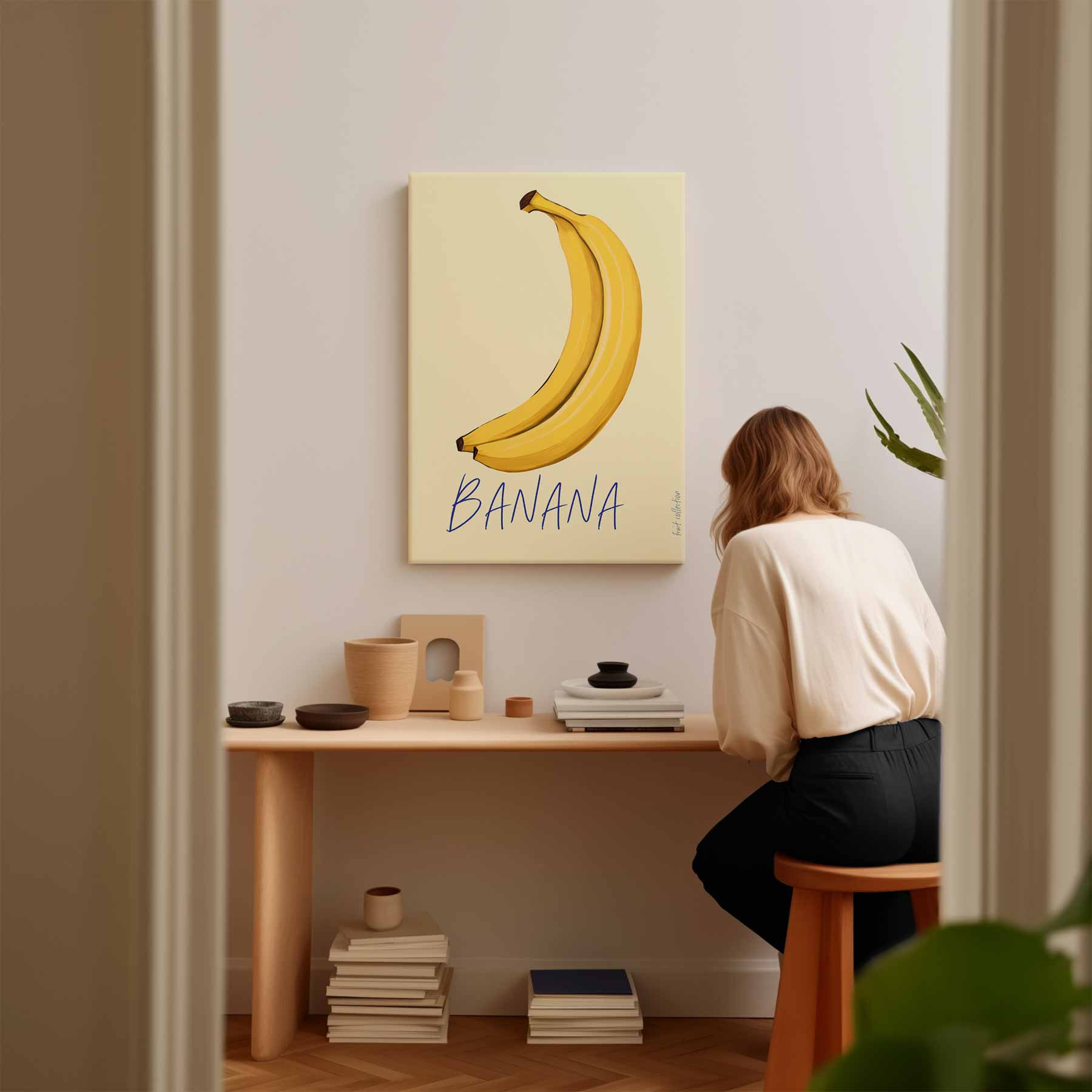 Kleurrijke Bananenillustratie Kunstwerk-canvas-dibond-plexiglas-wanddecoratie-WallArtistic