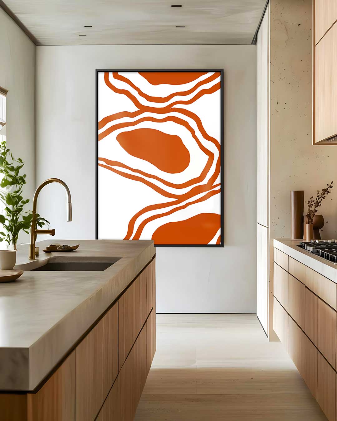 Organische Roodbruine Contouren Kunstwerk-canvas-dibond-plexiglas-wanddecoratie-WallArtistic