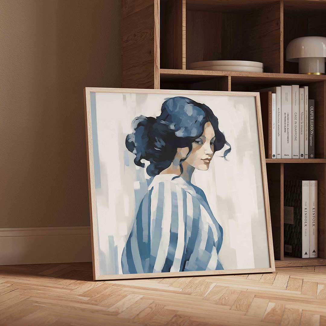 Vrouw met blauwe strepen Poster