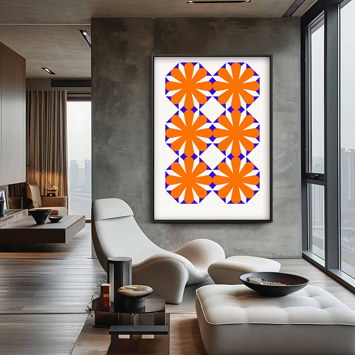 Vrolijke Bloemen Herhaalpatroon Kunstwerk-canvas-dibond-plexiglas-wanddecoratie-WallArtistic