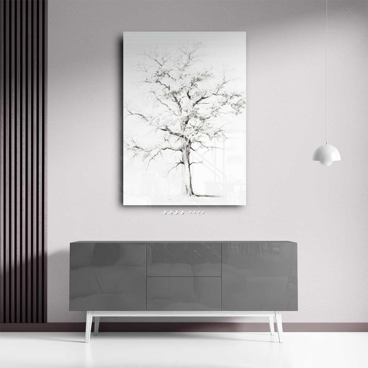 Mystieke Levensboom Schets Kunstwerk-canvas-dibond-plexiglas-wanddecoratie-WallArtistic