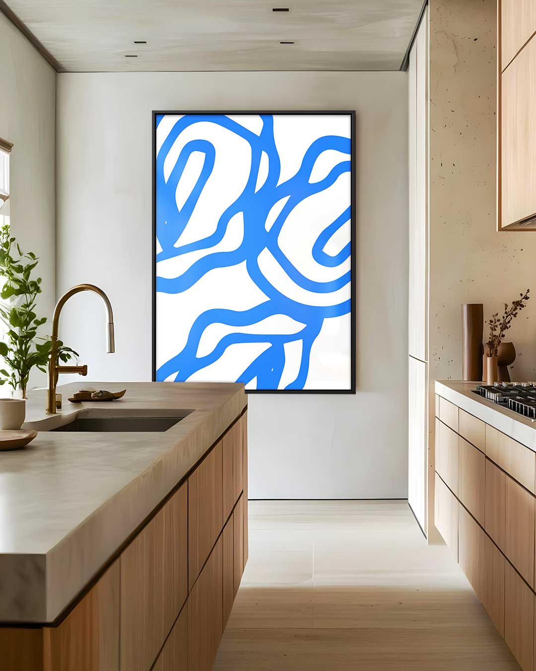 Abstracte Blauwe Golven Kunstwerk-canvas-dibond-plexiglas-wanddecoratie-WallArtistic