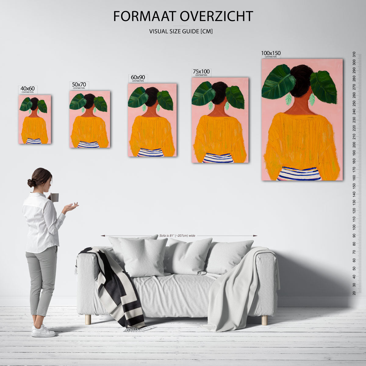 Vrouw met bladeren Kunstwerk