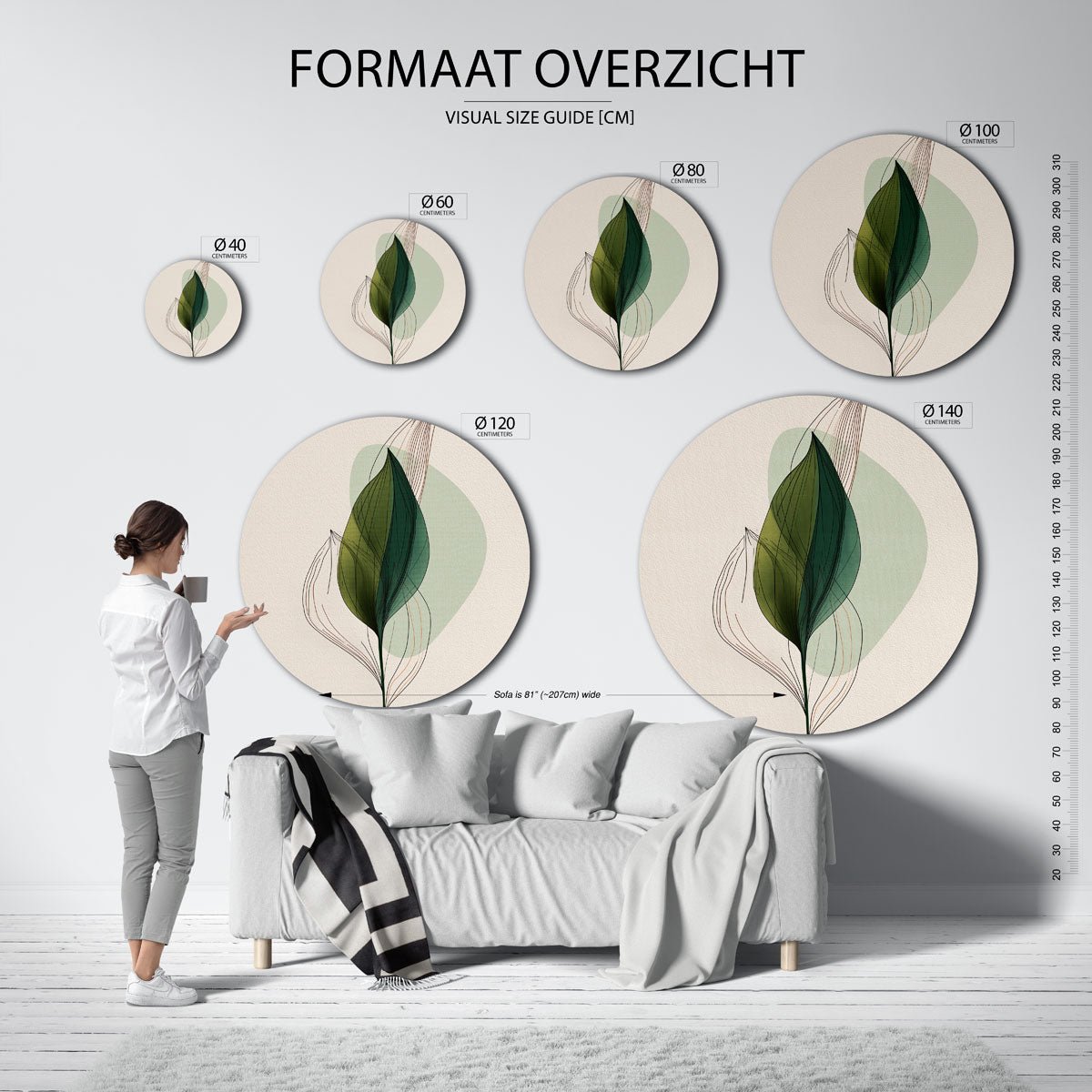 Groene bladeren Muurcirkel