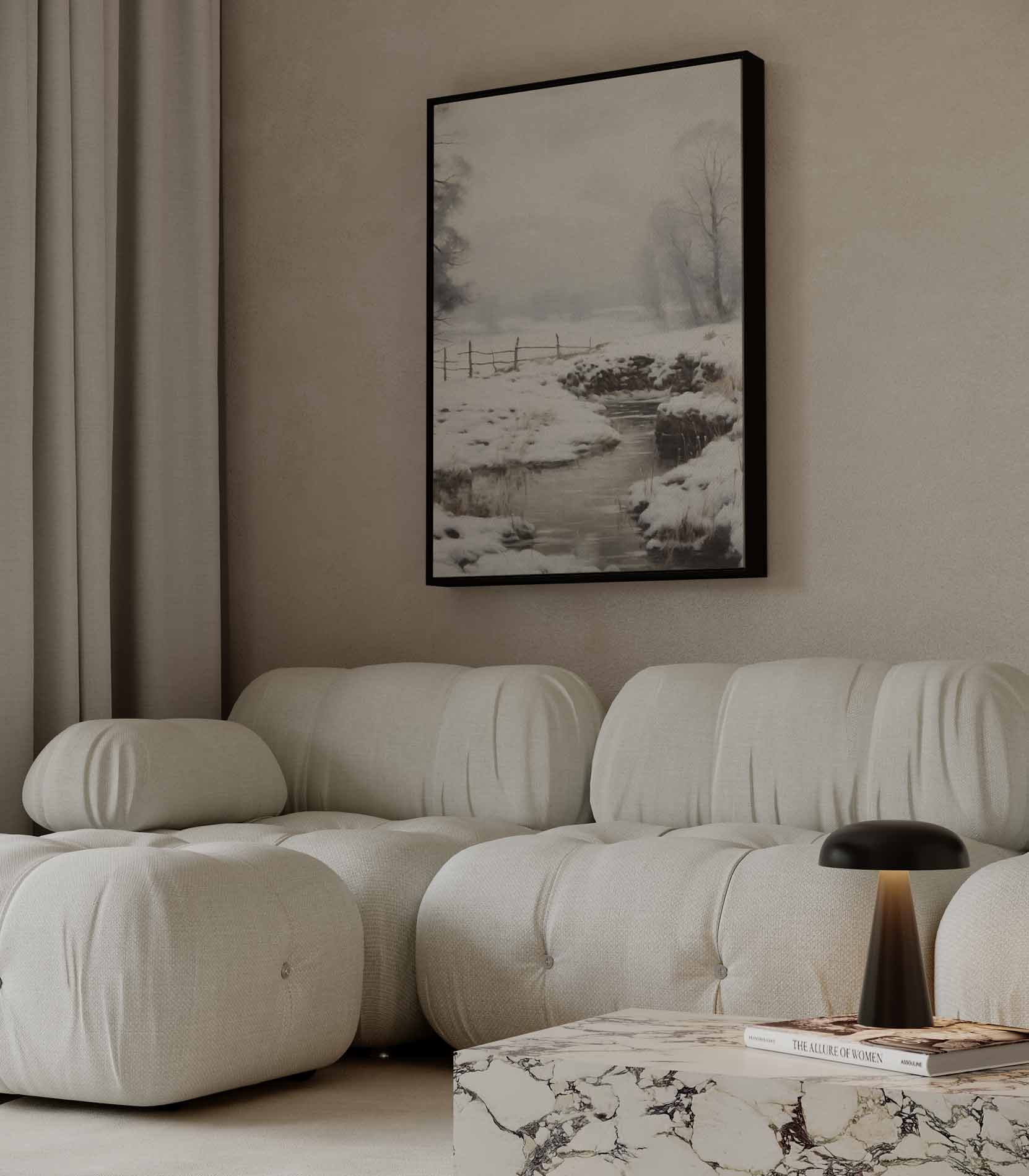 Winterse Rustieke Landschap Kunstwerk-canvas-dibond-plexiglas-wanddecoratie-WallArtistic