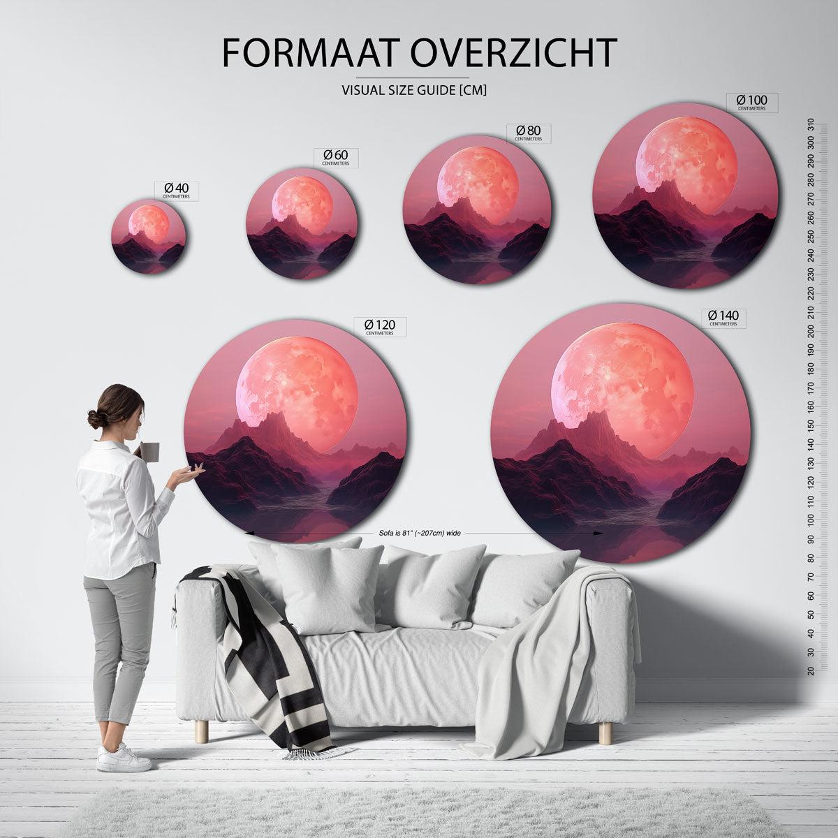 Roze maanlandschap Muurcirkel