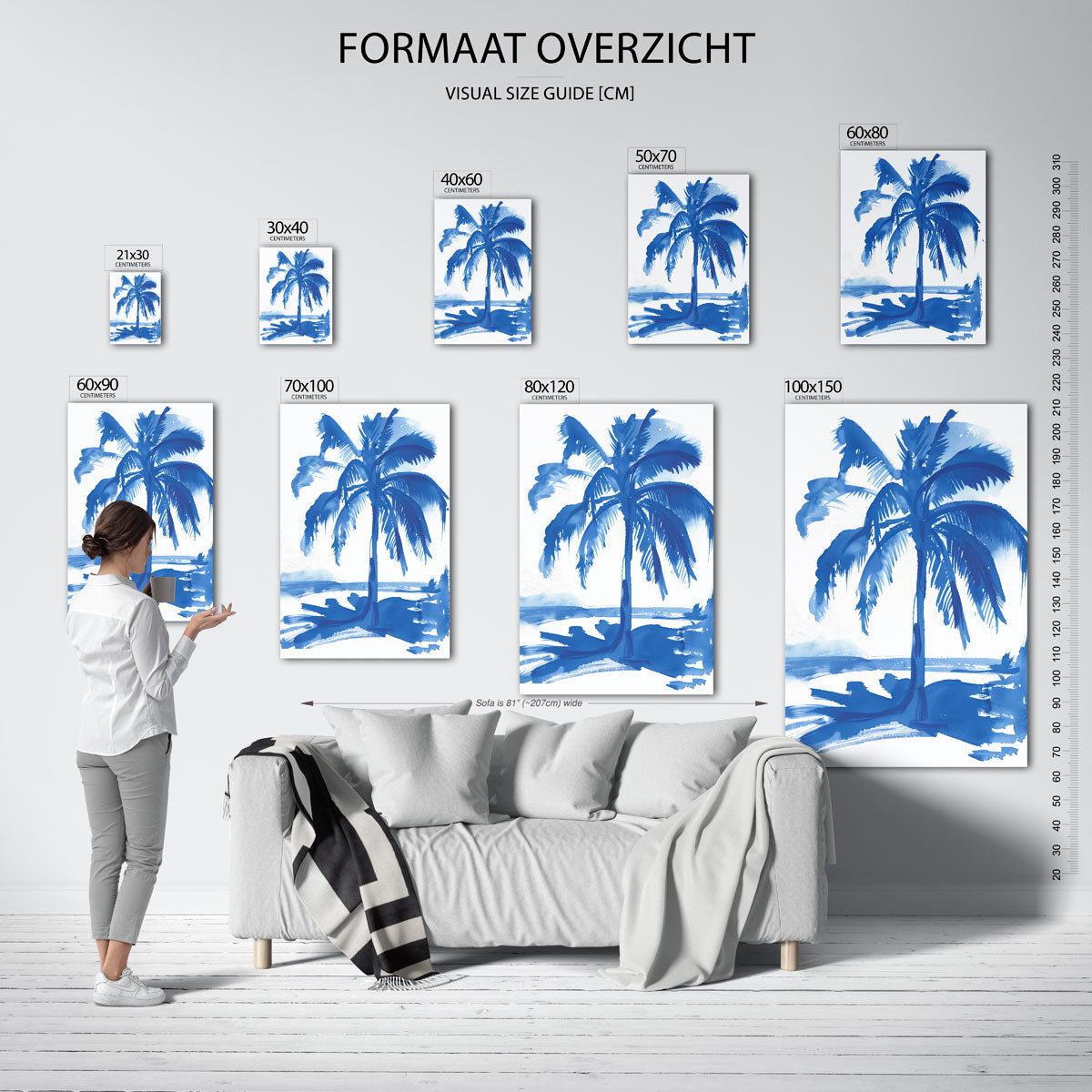 Blauwe palmboom Poster