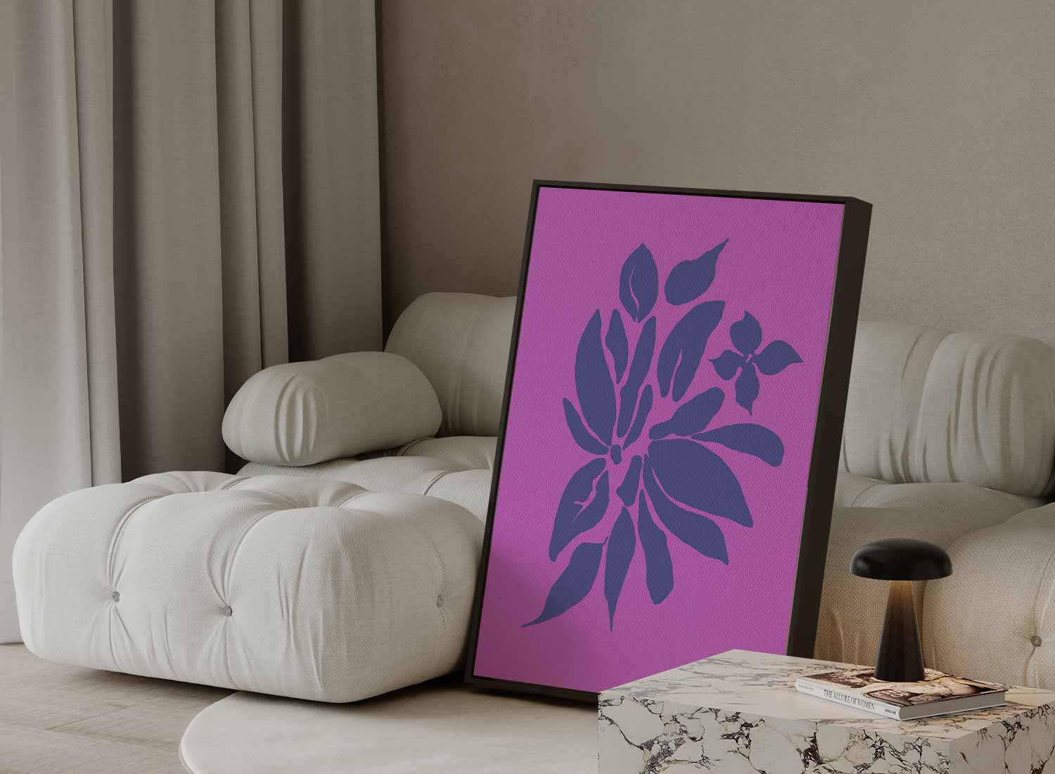 Vrolijke Bloemenprint op Roze Kunstwerk-canvas-dibond-plexiglas-wanddecoratie-WallArtistic