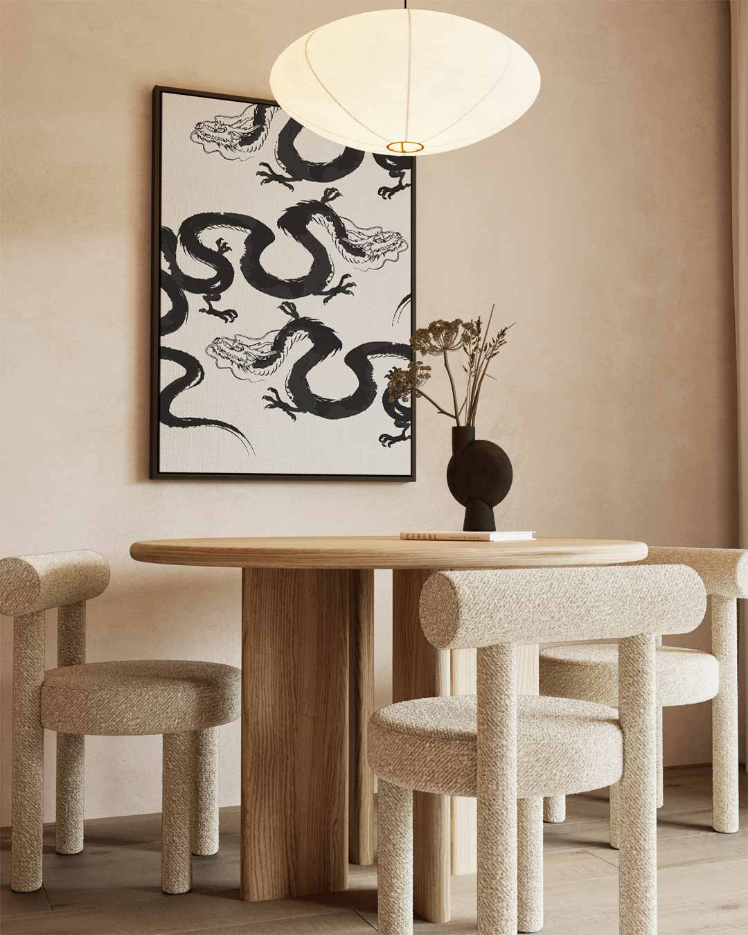 Dynamisch Drakenpatroon Kunstwerk-canvas-dibond-plexiglas-wanddecoratie-WallArtistic