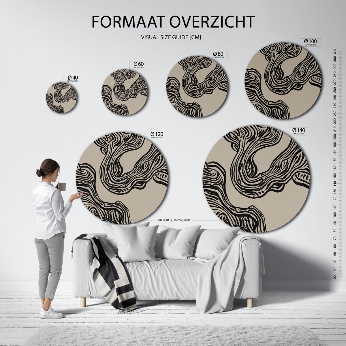 Organische lijnen Muurcirkel