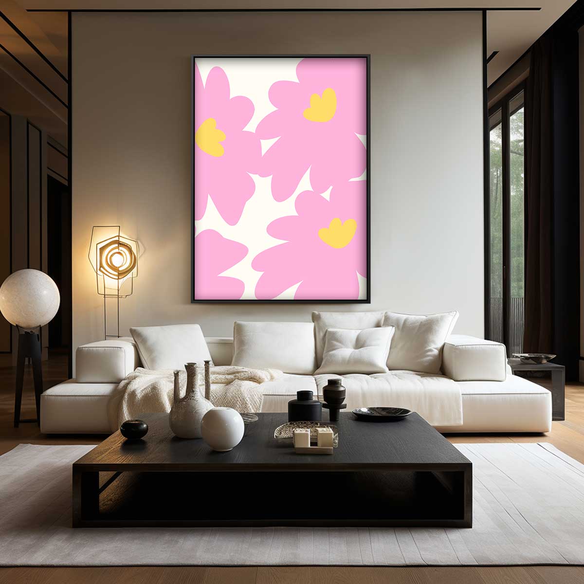 Vrolijk Bloemenpatroon Kunstwerk-canvas-dibond-plexiglas-wanddecoratie-WallArtistic