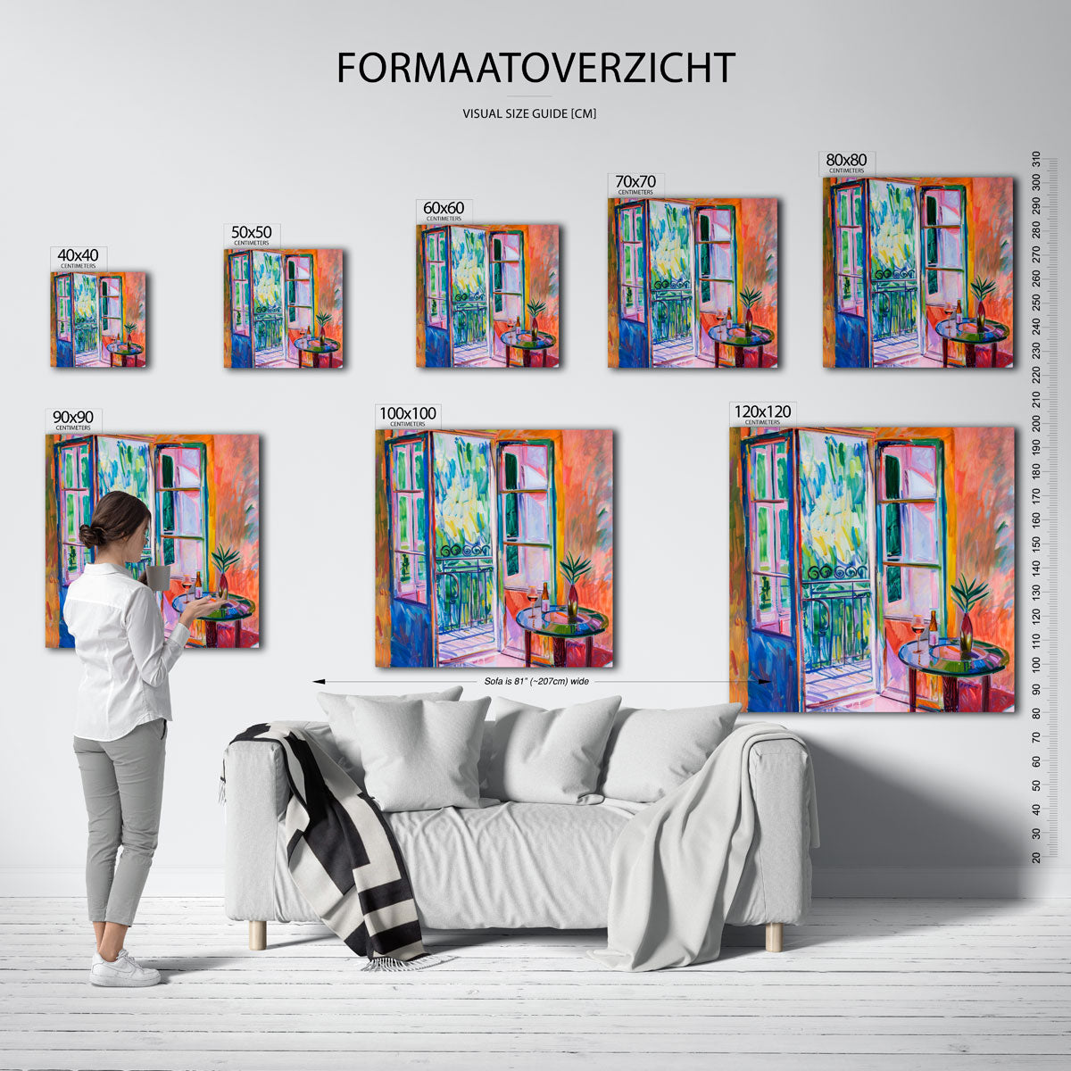 Open balkon met tafel Poster