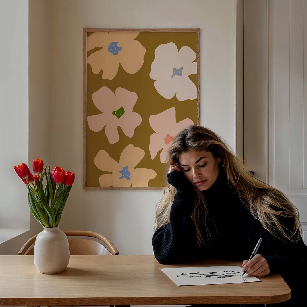Vrolijke Bloemen Poster-WallArtistic