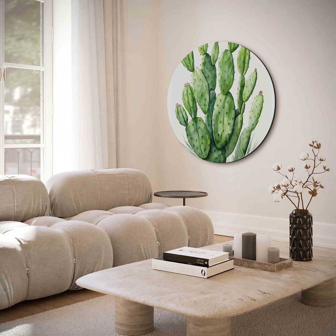 Groene cactus Muurcirkel