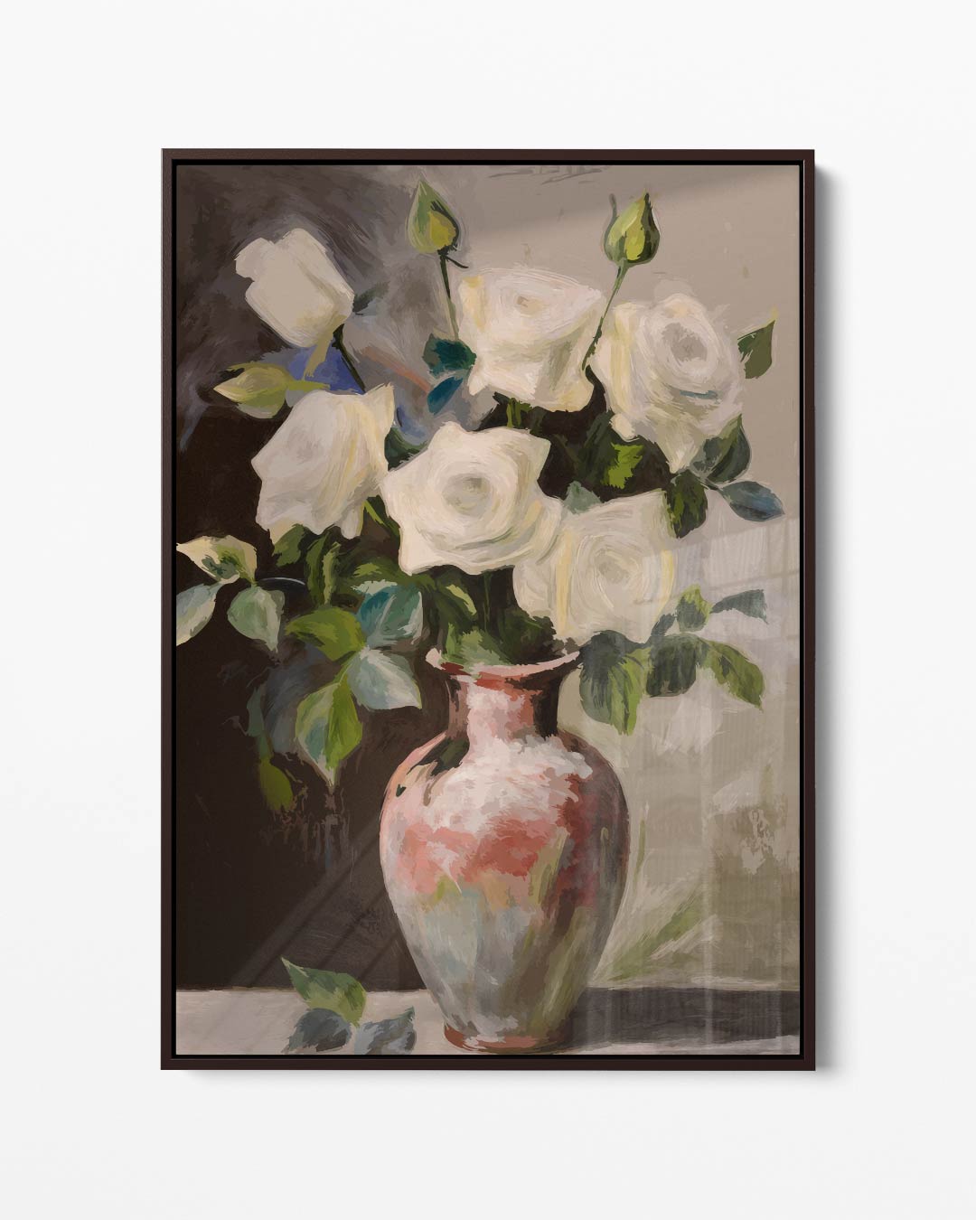 Stilleven met Witte Rozen Kunstwerk-canvas-dibond-plexiglas-wanddecoratie-WallArtistic
